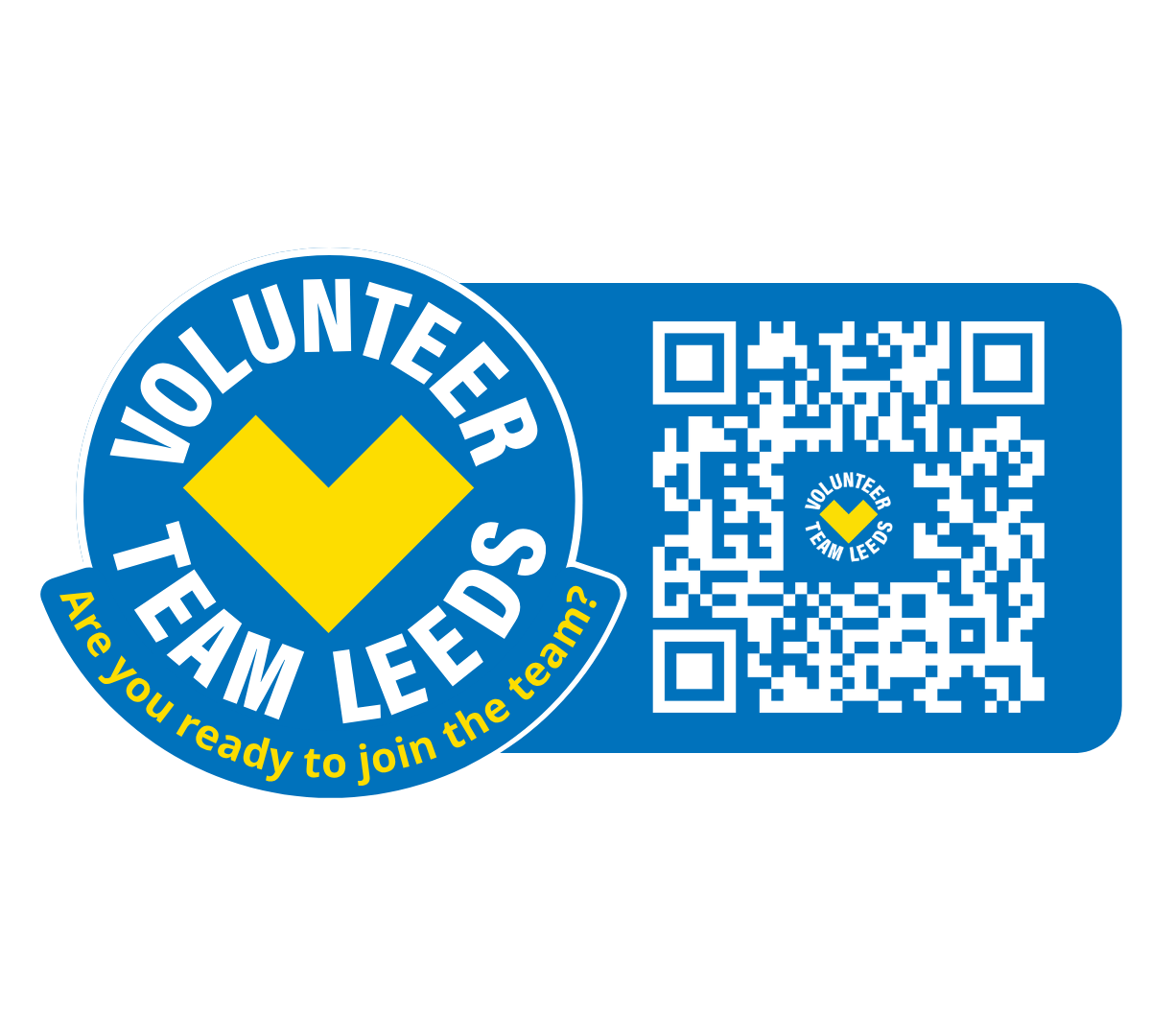 Volunteer Leeds logo with QR code